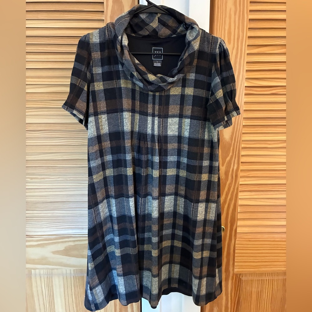 JH Plaid Cowl Neck Dress size large